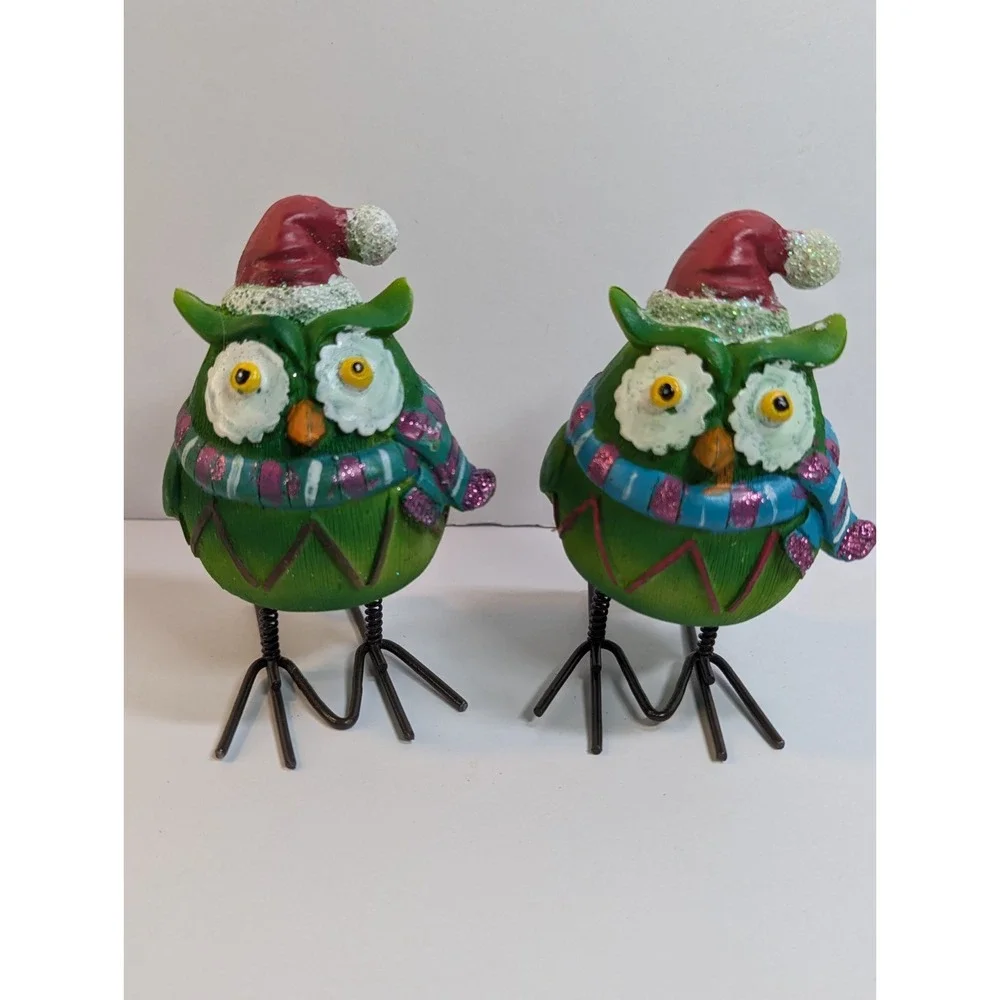 Set Of 2‎ Christmas Owls Vintage